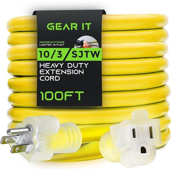 10/3 Outdoor Extension Cord (100 Feet) 10 AWG Gauge - 3 Prong Plug - Power Cord - Picture 1 of 6